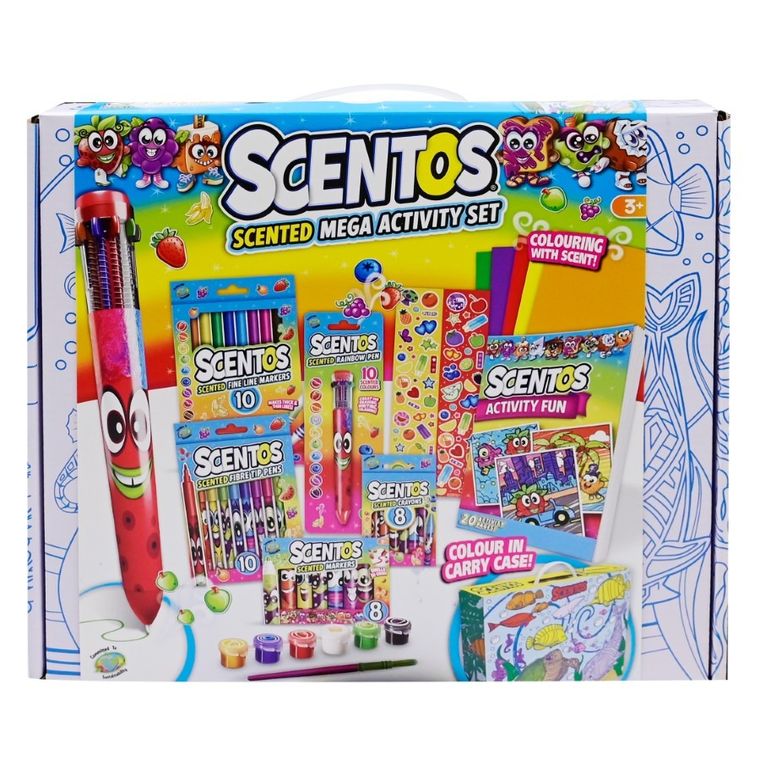 Scentos, Pachnący zestaw artystyczny, z walizką do pokolorowania, niebieska