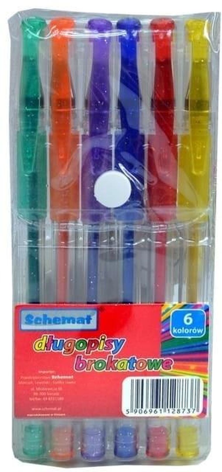 Schemat, długopisy brakatowe, 6 kolorów