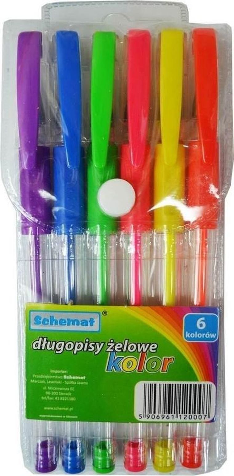 Schemat, długopisy żelowe, 6 kolorów