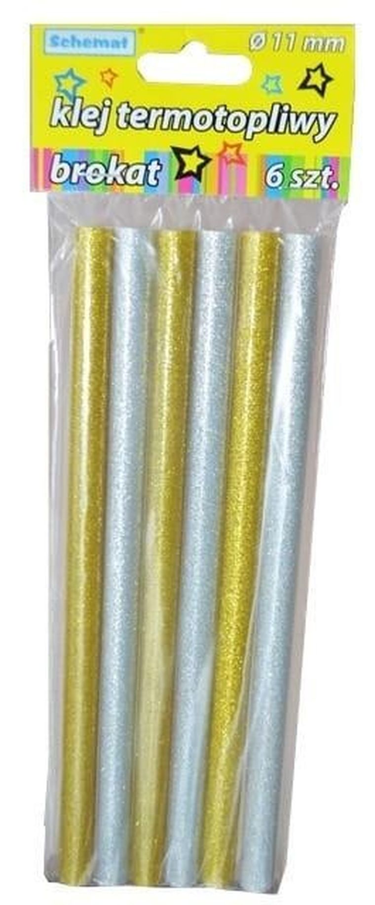 Schemat, klej termotopliwy do pistoletu, brokatowy, 6 szt.