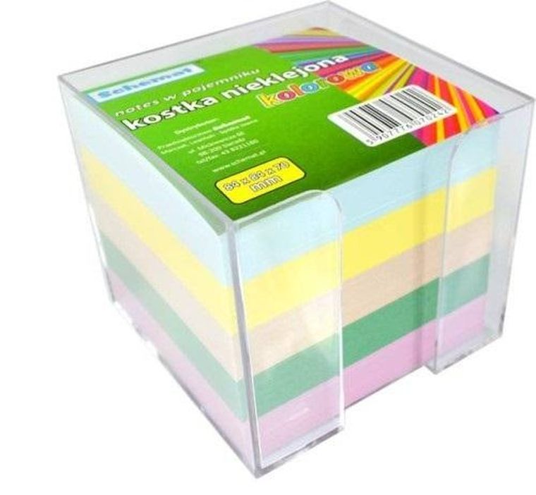 Schemat, kostka w pojemniku nieklejona, kolorowa, 84-84-70 mm