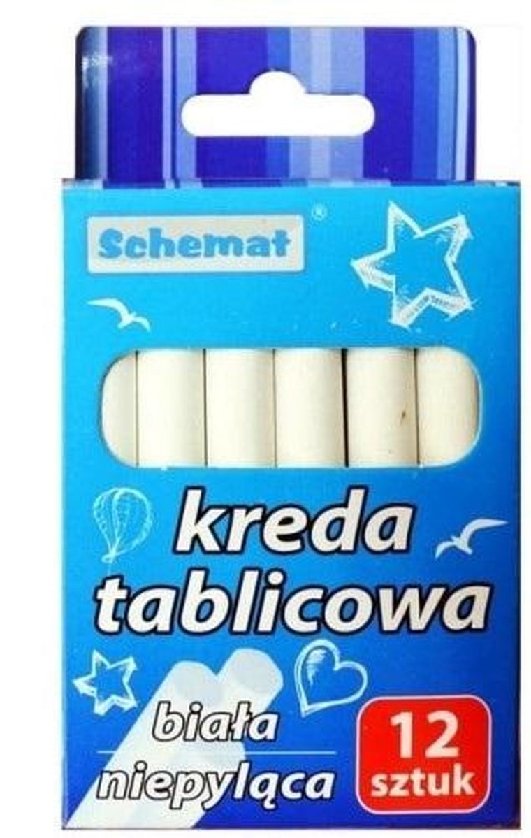 Schemat, kreda tablicowa, biała, 12 szt.