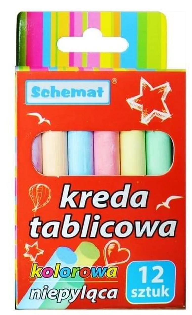 Schemat, kreda tablicowa, kolor, 12 szt.