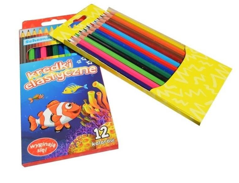 Schemat, kredki elastyczne, 12 kolorów