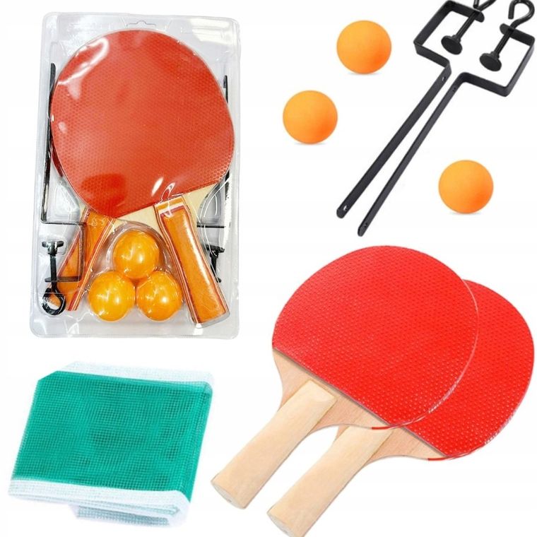 Schemat, ping-pong, zestaw z siatką i piłkami