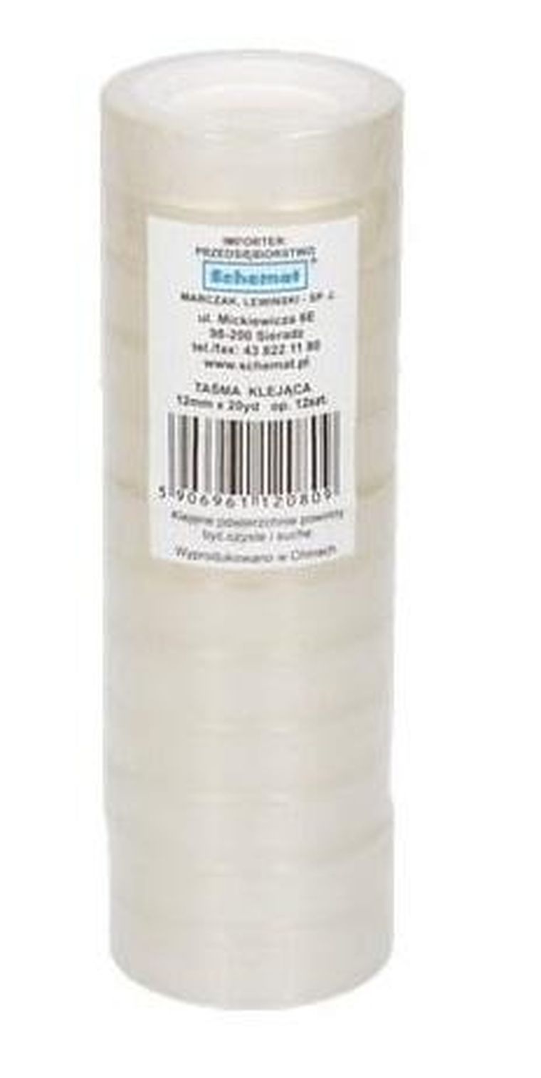 Schemat, taśma klejąca, 12 mm x 18,3m, 12 szt.