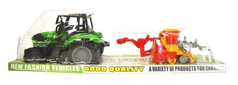 Schemat, traktor z czerwoną maszyną rolniczą, 55 cm