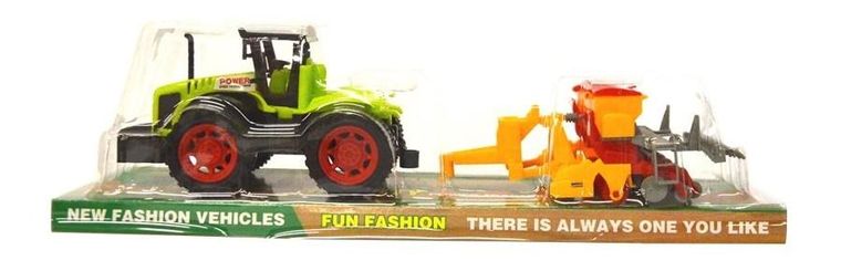 Schemat, traktor z pomarańczową maszyną rolniczą