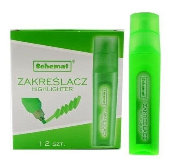 Schemat, zakreślacz zielony, 12 szt.