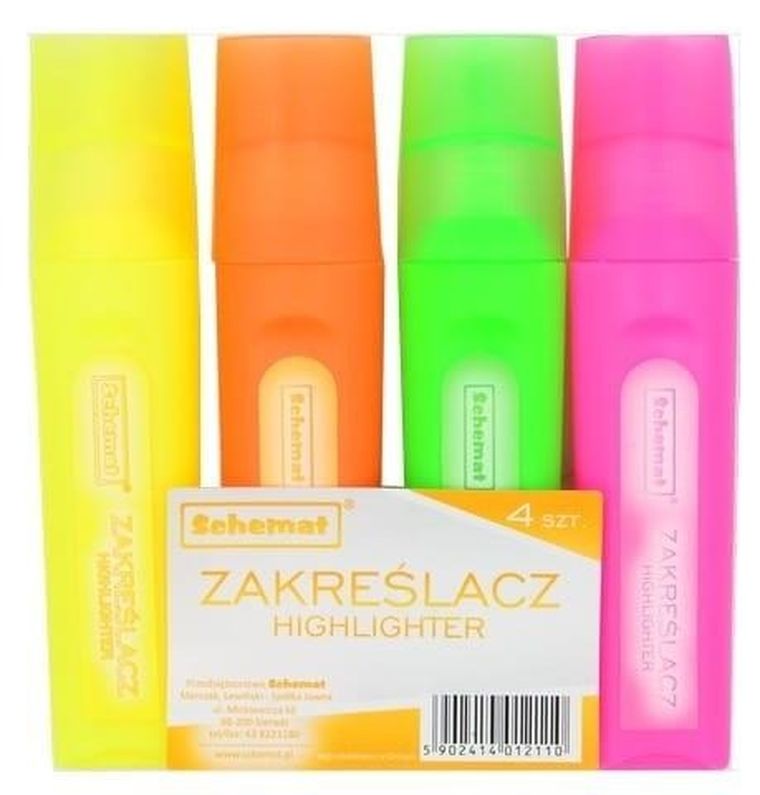 Schemat, zakreślacze, 4 kolory