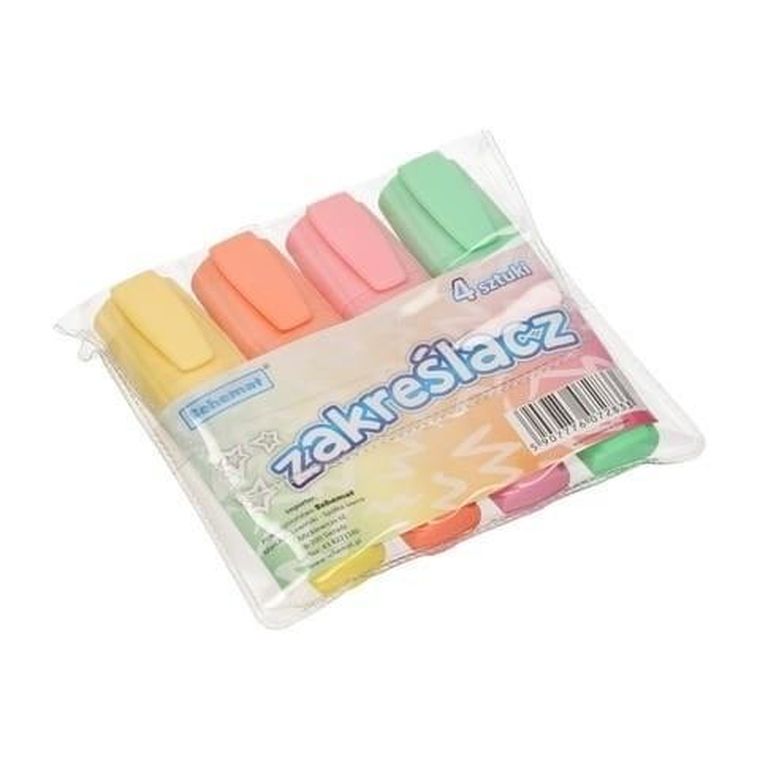 Schemat, zakreślacze pastelowe, 4 kolory