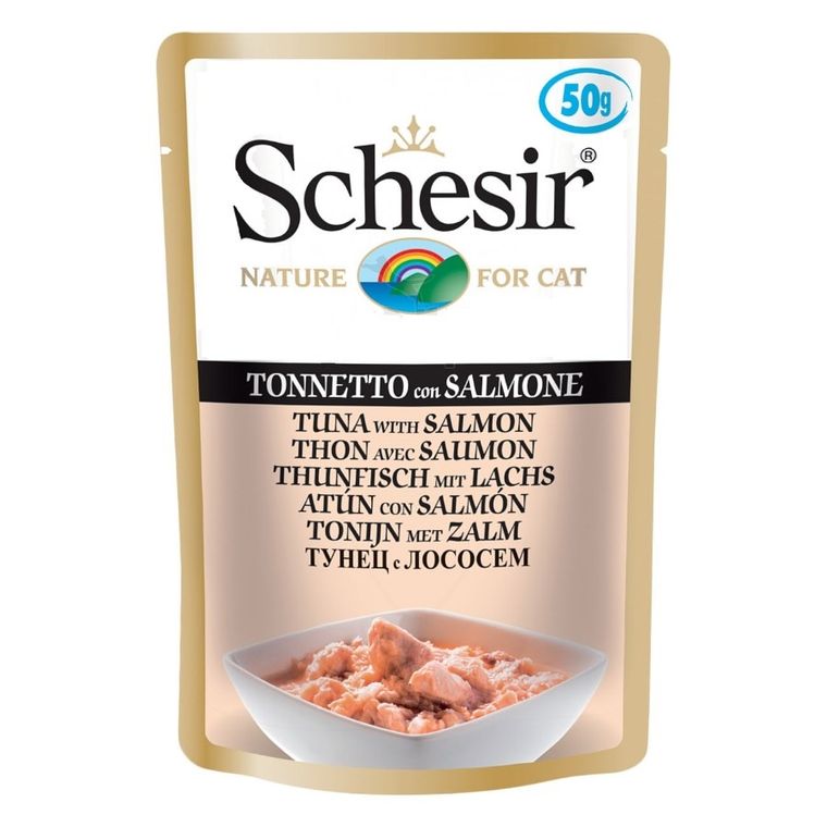 Schesir, karma dla kotów, tuńczyk z łososiem, 50 g