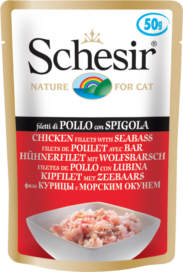 Schesir, karma dla kotów, tuńczyk z okoniem morskim, 50 g