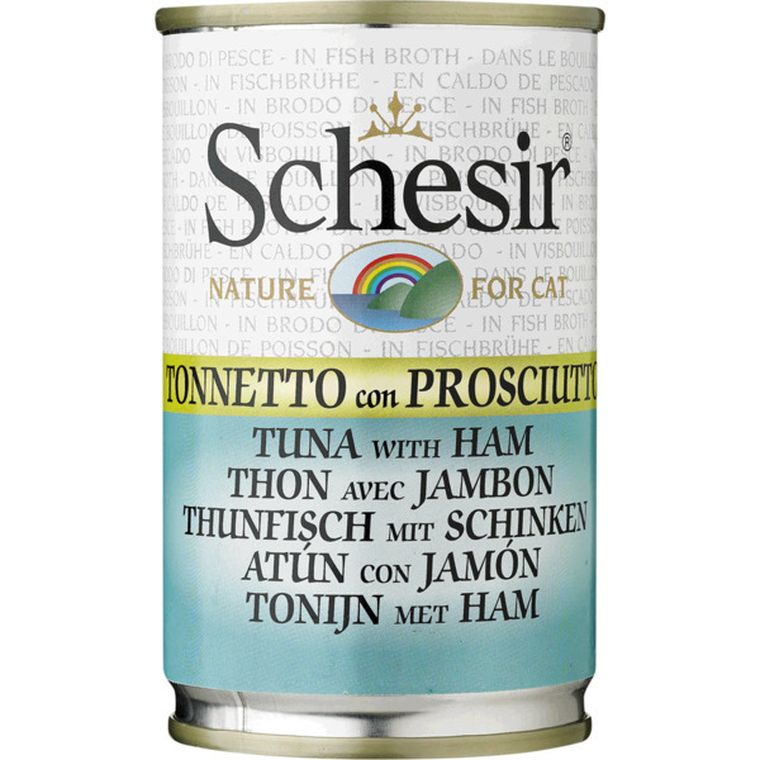 Schesir, karma dla kotów, tuńczyk z szynką, 140 g