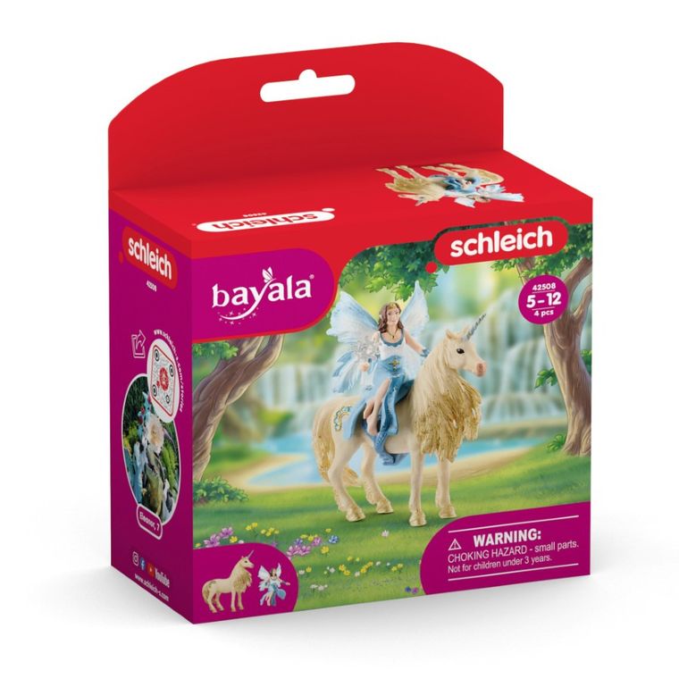 Schleich, Bayala, Eyala wyrusza na złotym jednorożcu, figurka, 42508