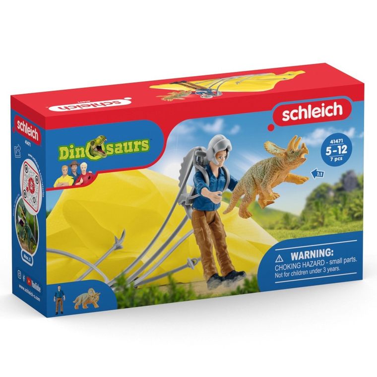Schleich, Dinosaurs, Ekipa ratowników ze spadochronami, zestaw, 41471