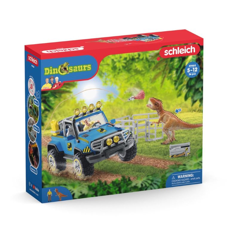 Schleich, Dinosaurs, Samochód terenowy z miejscem dla dinozaura, zestaw, 41464