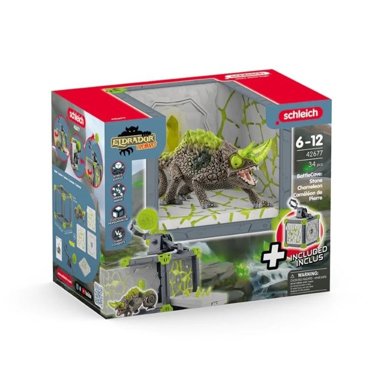 Schleich, Eldrador Creatures, Battle Cave i Kamienny Kameleon, zestaw, 42677