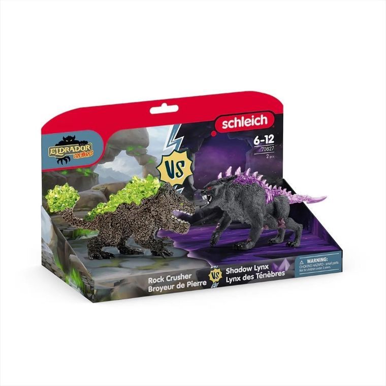 Schleich, Eldrador Creatures, Ryś z Cienia kontra Kamienna Bestia, figurki, 70827