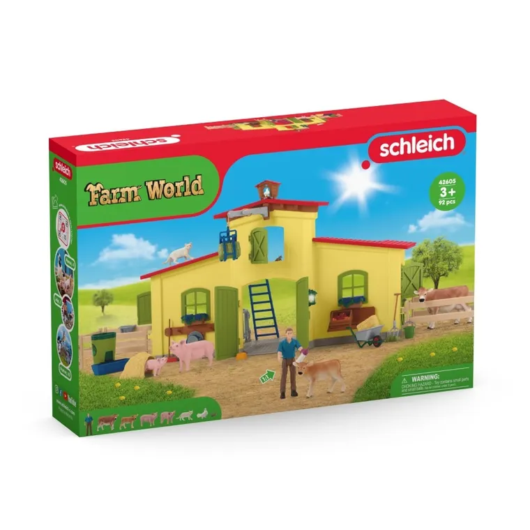 Schleich, Farm World, Duża farma ze zwierzętami i akcesoriami, zestaw, 42605