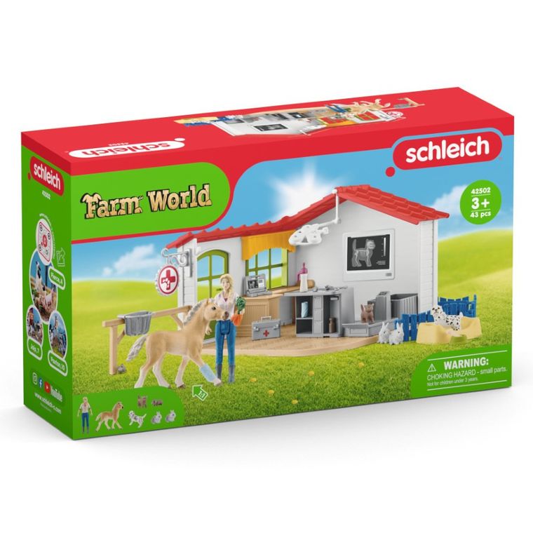 Schleich, Farm World, Klinika weterynaryjna ze zwierzętami, zestaw, 42502