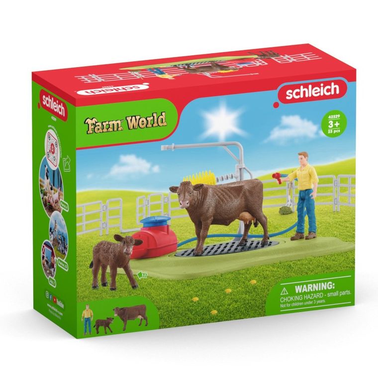 Schleich, Farm World, myjnia szczęśliwych krów, zestaw, 42529