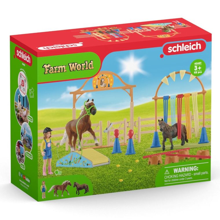 Schleich, Farm World, Trening zręcznościowy dla kuców, zestaw, 42481