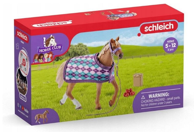 Schleich, Horse Club, Koń rasy Angielskiej z kocem, zestaw, 42360