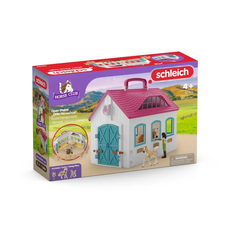 Schleich, Horse Club, Mała Podkowa, Otwarta stajnia, zestaw, 42703