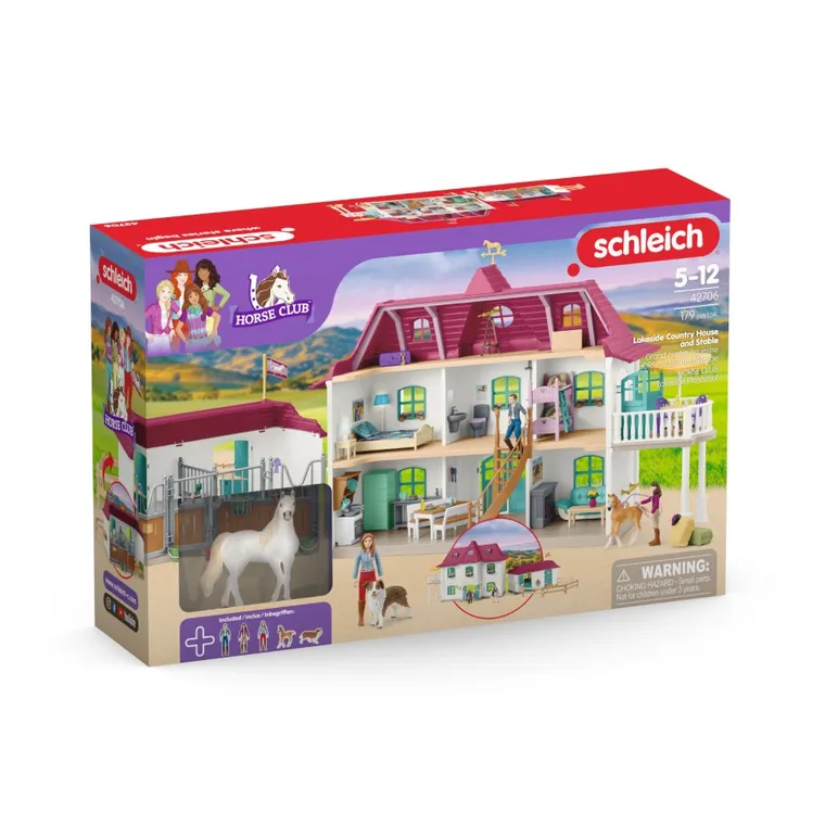 Schleich, Horse Club, Posiadłość wiejska i stadnina koni w Lakeside, zestaw, 42706