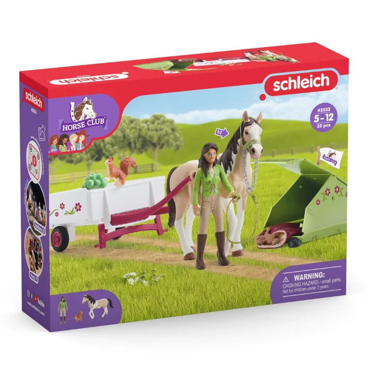 Schleich, Horse Club, Sarah i wycieczka kempingowa, zestaw, 42533