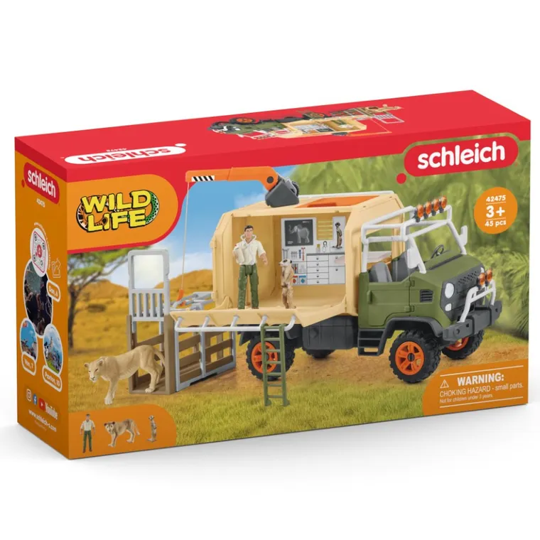 Schleich, Wild Life, Ciężarówka do ratowania zwierząt, duża, zestaw, 42475