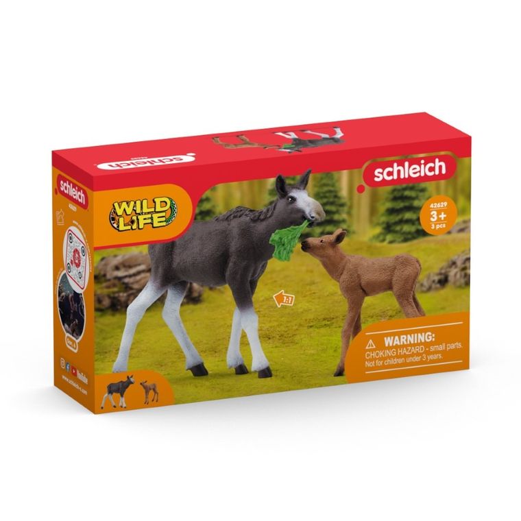 Schleich, Wild Life, Rodzina łosi, zestaw, 42629
