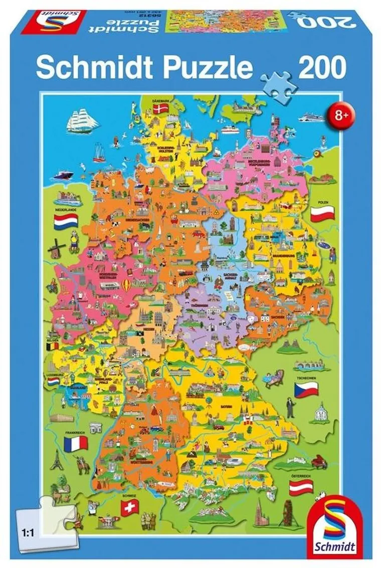 Schmidt, Ilustrowana mapa Niemiec, puzzle, 200 elementów
