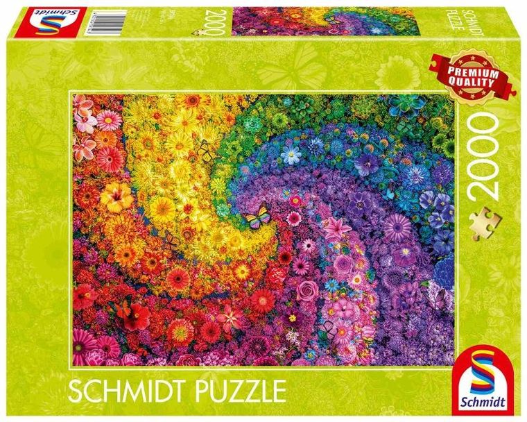 Schmidt, Kolorowy wir kwiatów i motyli, puzzle drewniane, 2000 elementów