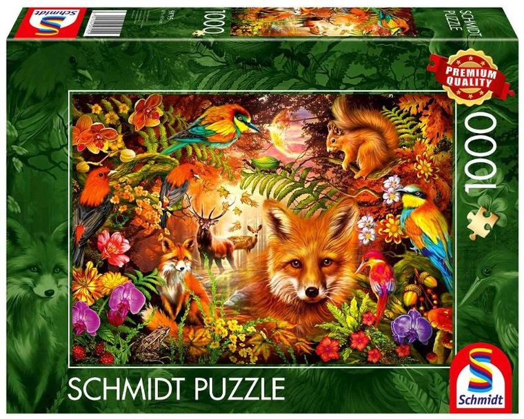Schmidt, Kwiaty, futro i pióra, puzzle, 1000 elementów