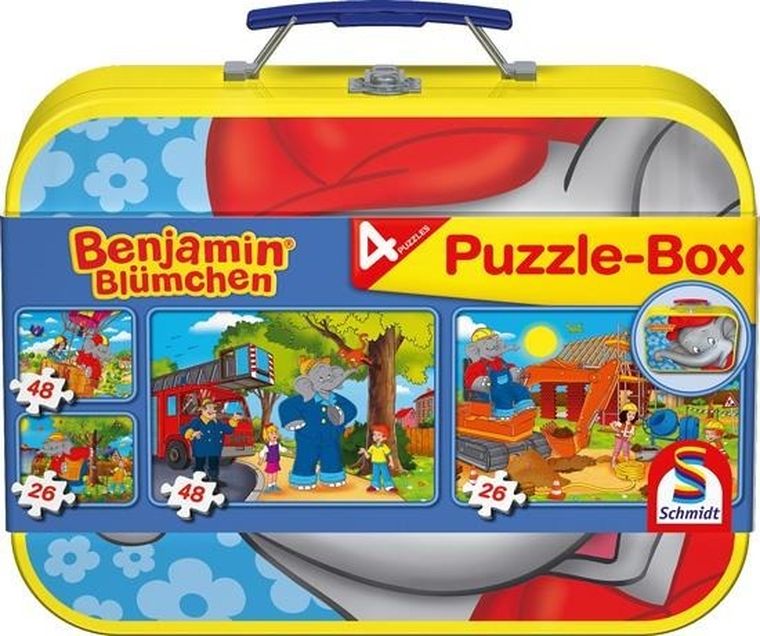 Schmidt, Słoń Benjamin, puzzle w walizce, 2-26 + 2-48 elementów