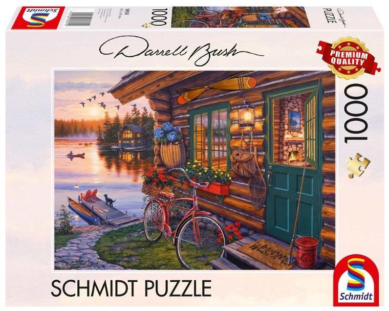 Schmidt Spiele, Domek nad jeziorem Darrel Bush, puzzle, 1000 elementów