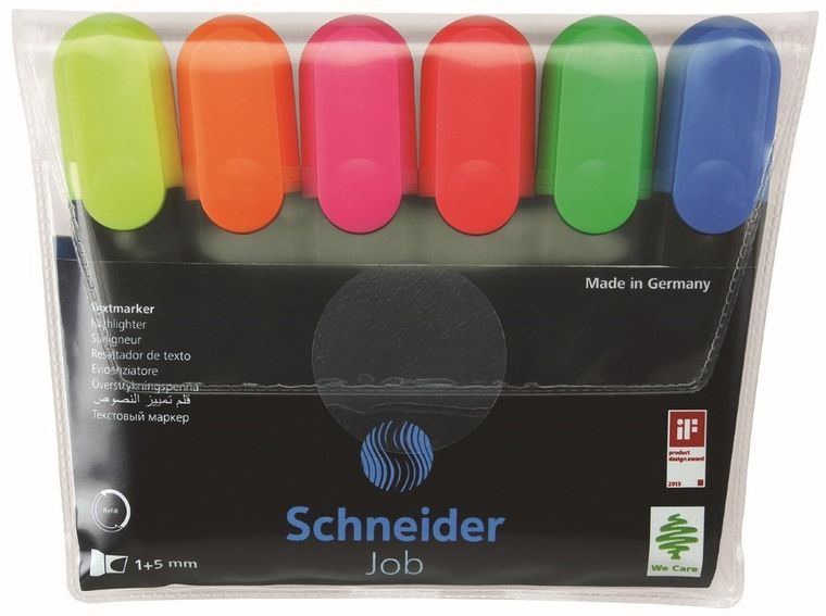 Schneider, Job, zakreślacze, 1-5 mm, zestaw, 6 szt.