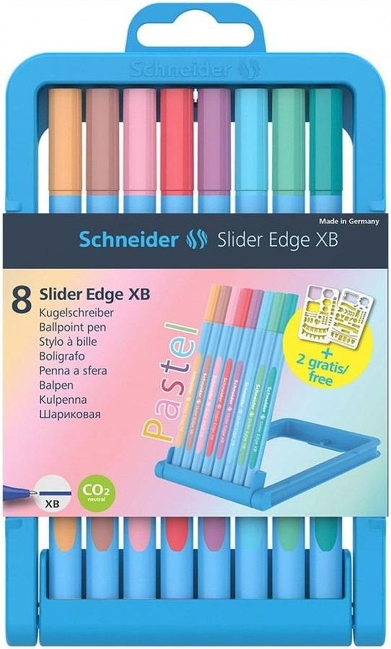 Schneider, Slider Edge Pastel XB, długopis w etui, 8 kolorów