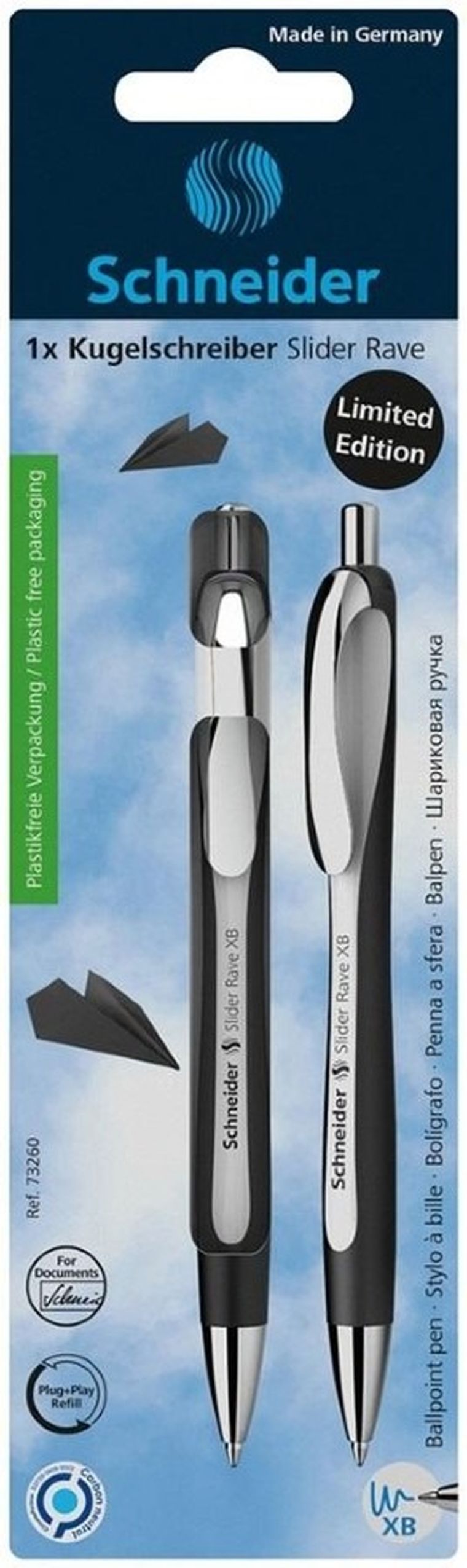 Schneider, Slider Rave XB, długopis automatyczny, biało-czarny