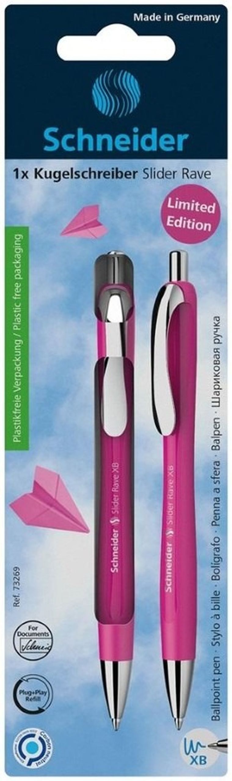 Schneider, Slider Rave XB, długopis automatyczny, różowy