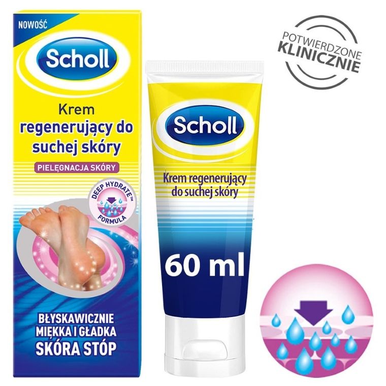 Scholl, Pielęgnacja stóp, krem regenerujący do suchej skóry stóp 60 ml