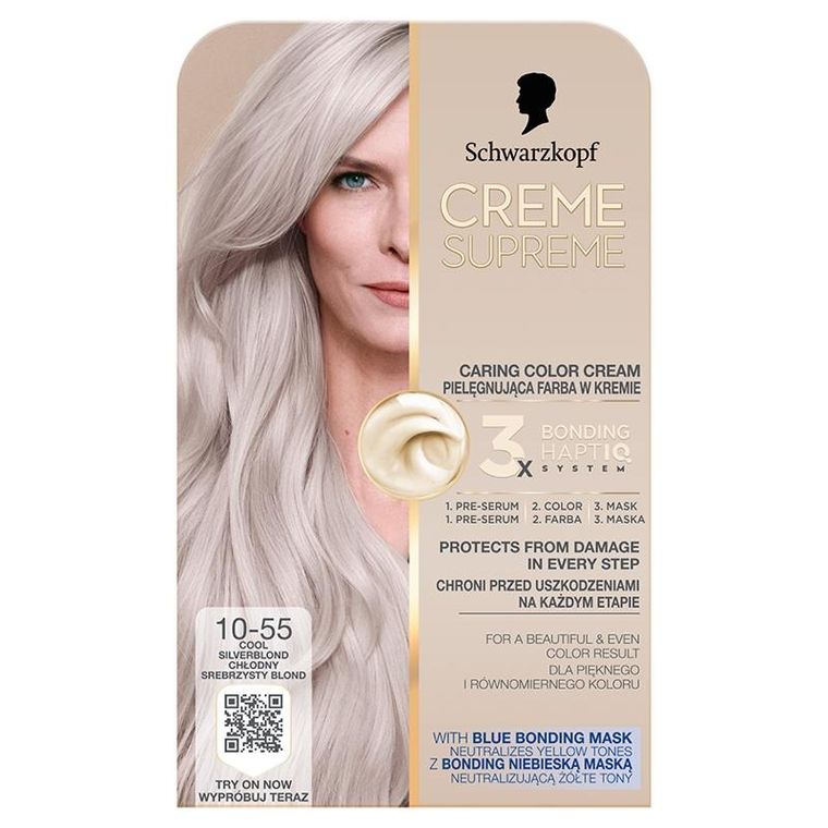 Schwarzkopf, Creme Supreme, farba do włosów, odcień 10-55 platinum silver blonde