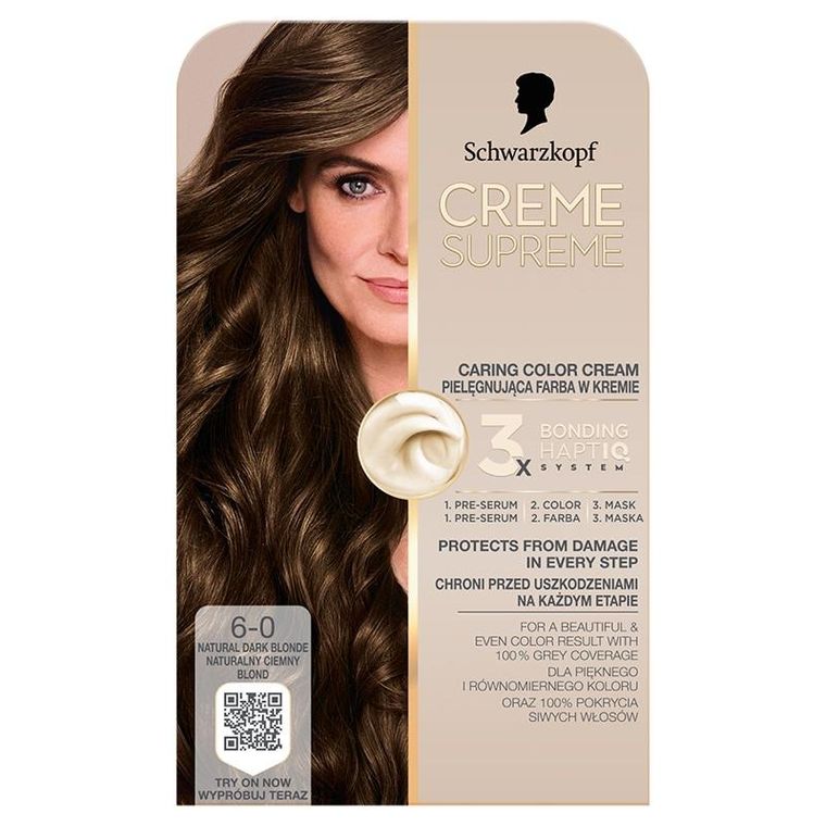 Schwarzkopf, Creme Supreme, farba do włosów, odcień 6-0 natural light brown