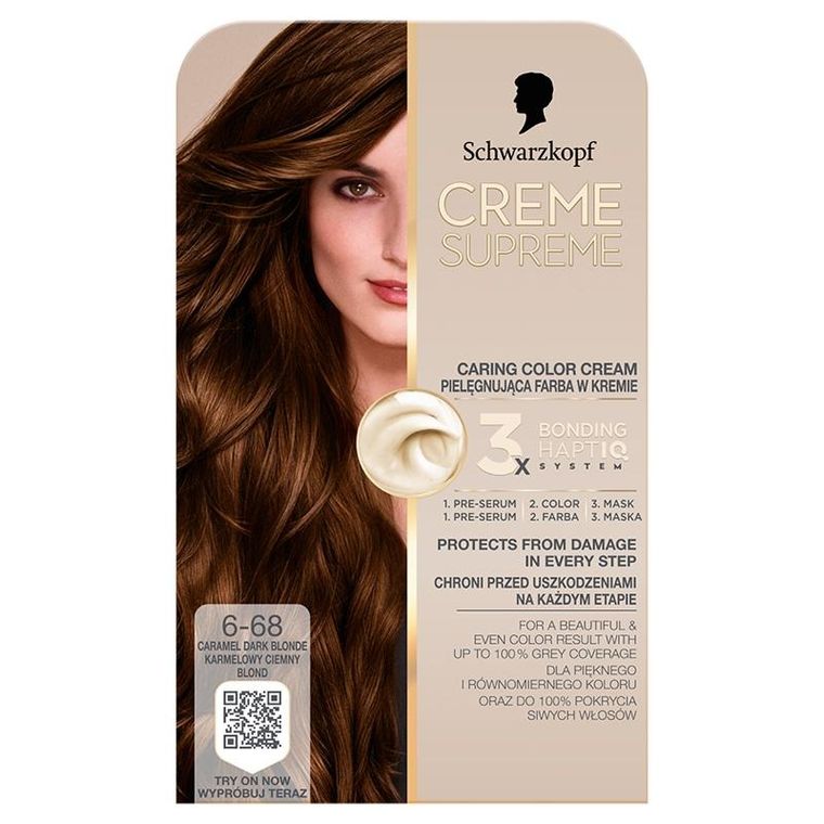 Schwarzkopf, Creme Supreme, farba do włosów, odcień 6-68 light caramel brown