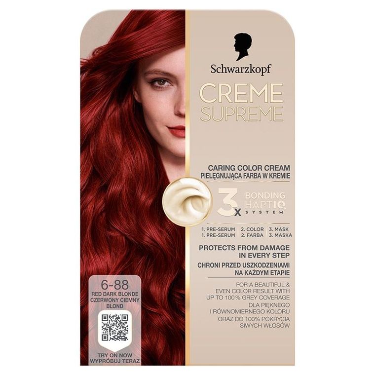 Schwarzkopf, Creme Supreme, farba do włosów, odcień 6-88 intensive red