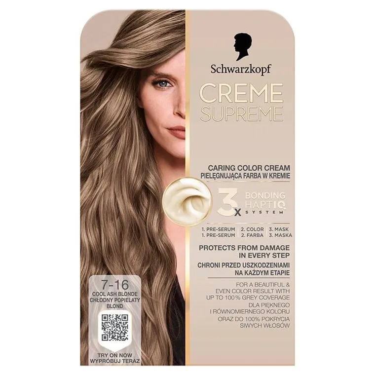 Schwarzkopf, Creme Supreme, farba do włosów, odcień 7-16 coll ash dark blonde