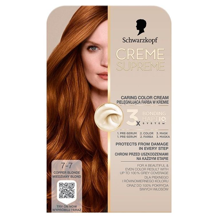 Schwarzkopf, Creme Supreme, farba do włosów, odcień 7-7 copper dark blonde