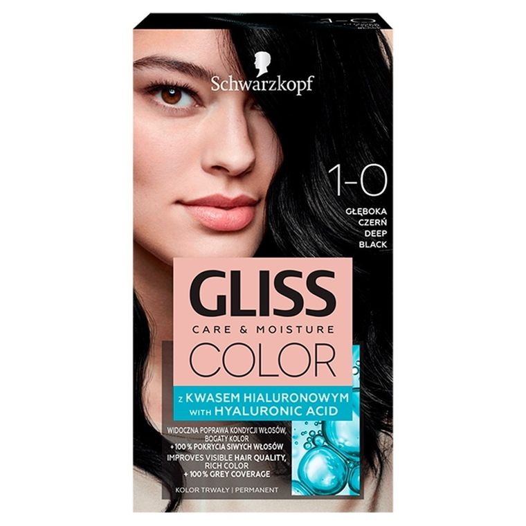 Schwarzkopf Gliss Color, krem koloryzujący nr 1-0 Głęboka Czerń